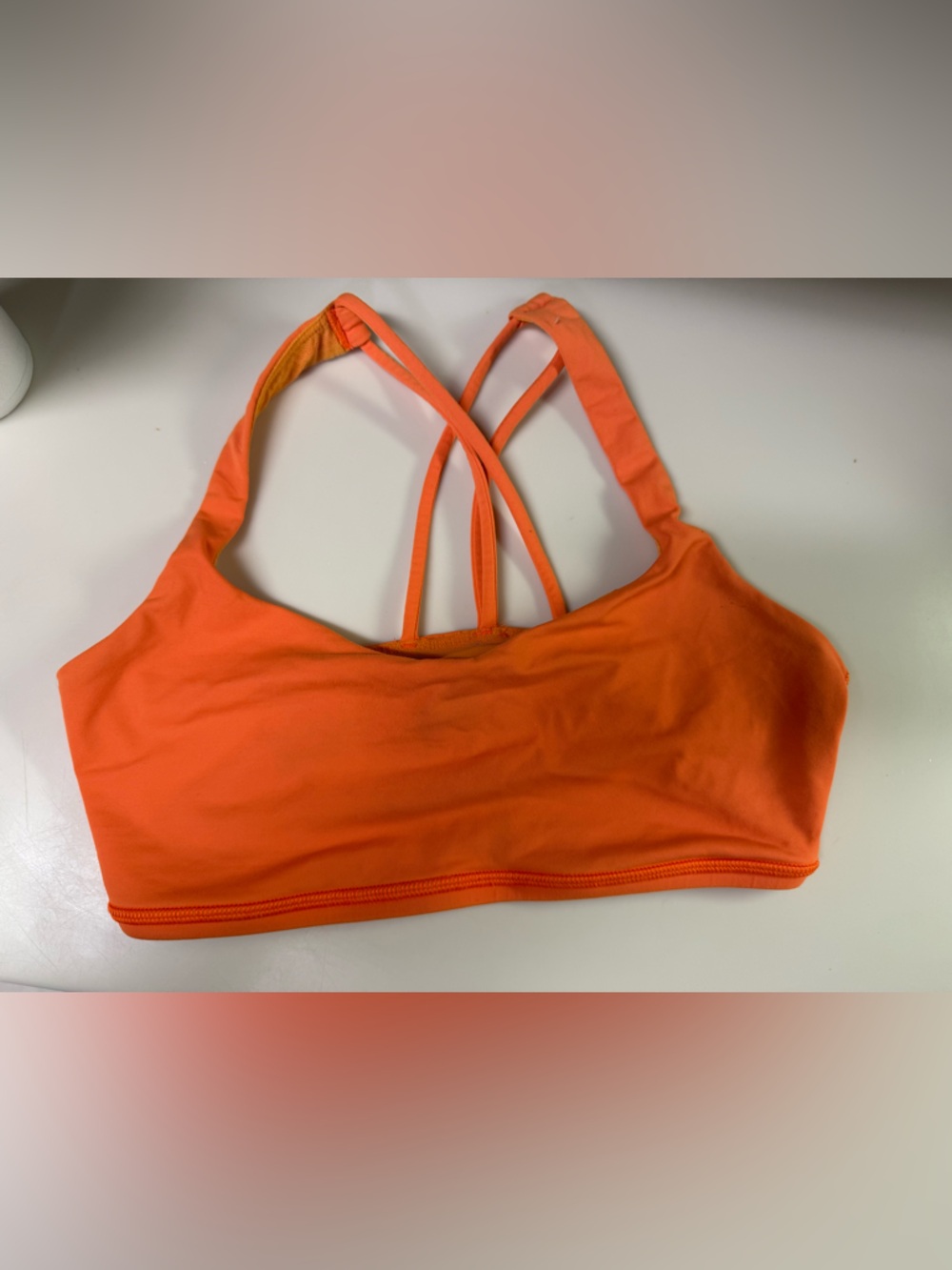 Lululemon Flow Y Bra Nulu Neon Orange Size 4 Strappy Back Yoga